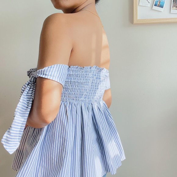 Gorgeous blue and white striped off the shoulder top from Zara. - Picture 2 of 4
